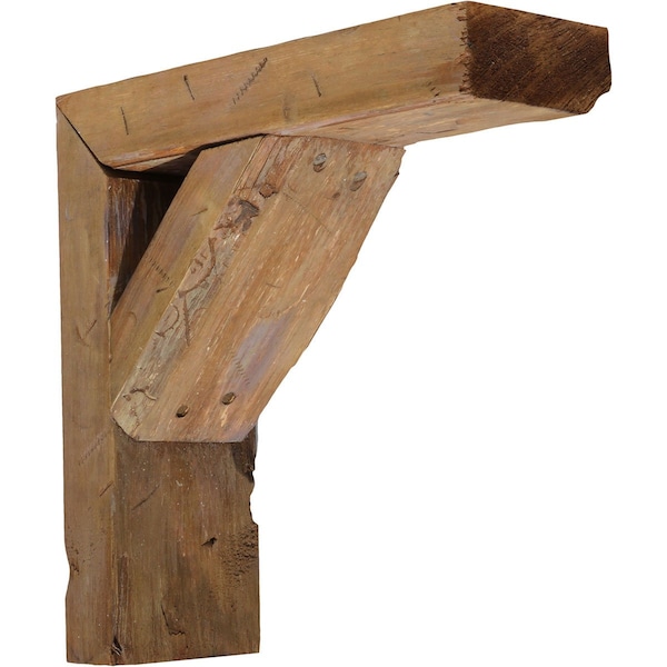 Ekena Millwork 3 1/2"W x 8"D x 10"H Vintage Farmhouse Bracket, Barnwood Decor Collection, Weathered Brown BKTB03X08X10TRBR - main